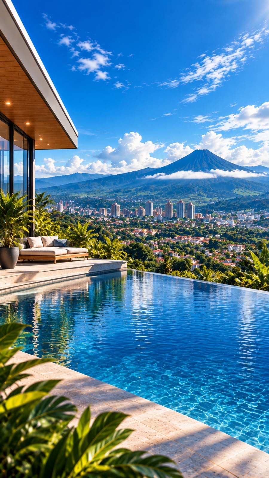San José y el volcán durante el día